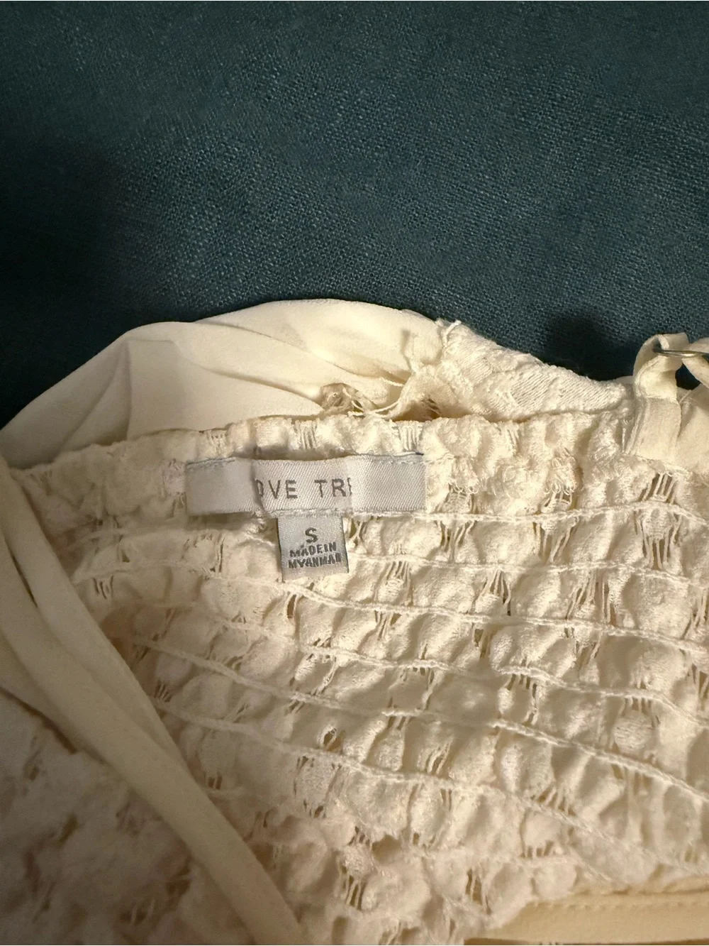 Off White Lace Bodice Ruffle Hem Dress